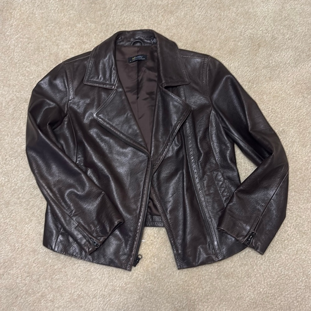Cropped Leather Jacket - image 1